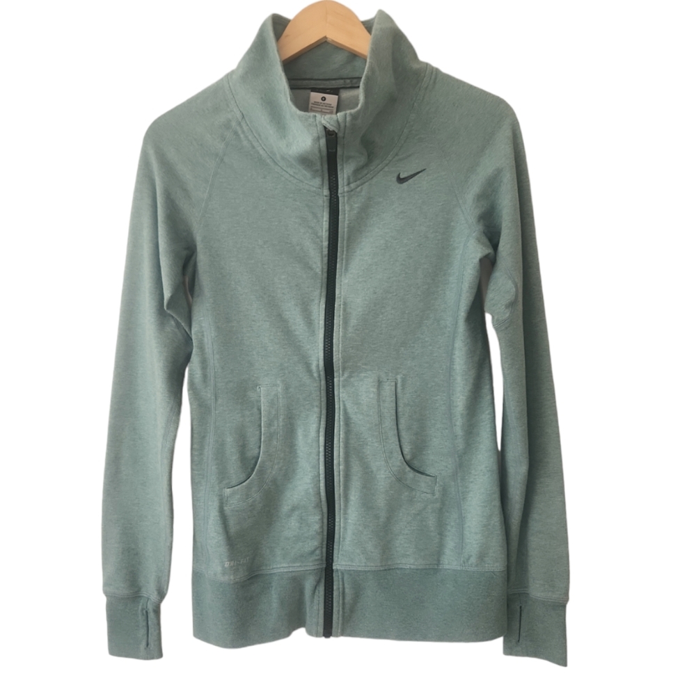 Nike Heathered Green Zip-Up Dri-Fit Track Sweater Jacket  Womens Sz S